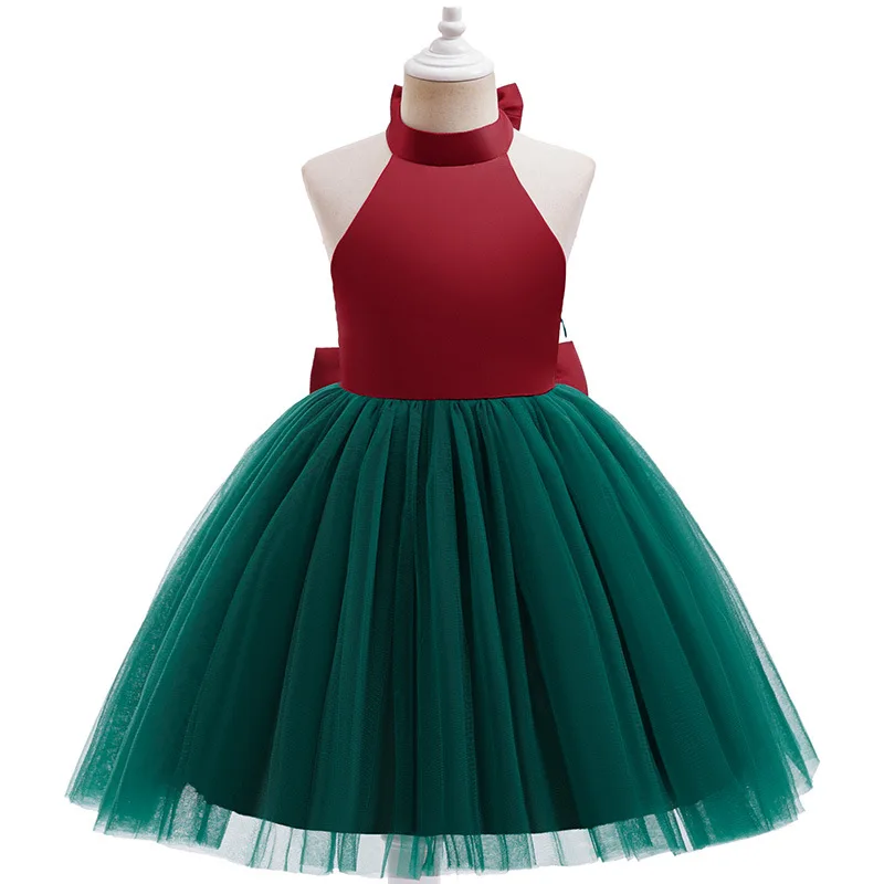 Merry Christmas Girls Dress Sleeveless Backless Mesh Fashion Xmas Girls Princess Dress Party Costumes 3-10 Years Kids Clothes