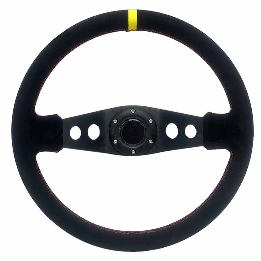 14 Inch 350MM Universal Frosted Steering Wheel Deep Concave Suede Steering Wheel Car Accessories Personalization