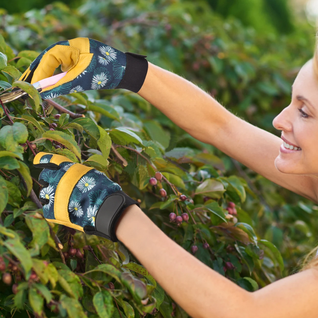 Rindsleder Leder Gartenarbeit Rose Rebschnitt Handschuhe Frauen Atmungsaktive Tragen-beständig Thorn Proof Arbeits Handschuhe für Jäten Pflanzung