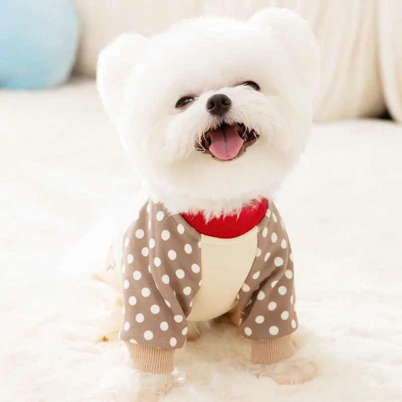 Cute Striped Dog Jumpsuits Fashion Pet Dog Clothes Winter Warm Puppy Pajamas Soft Cat Jumpsuits Chihuahua Clothes Pet Costumes