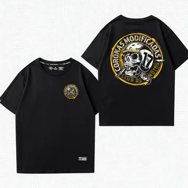 New Summer 2026 American Retro Short-sleeved T-shirt Male Motorcycle Motorcycle Heavy Weight Male Skull Heavy Metal Rock