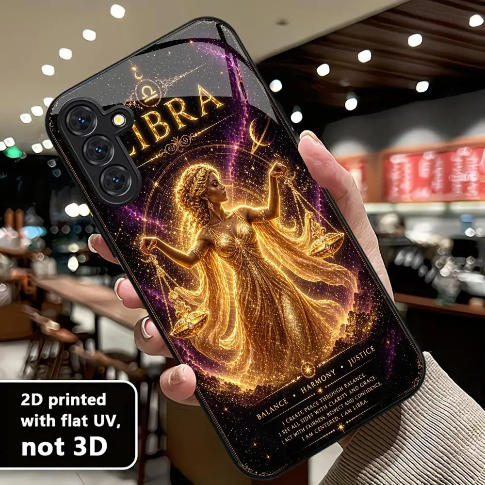 twelve constellations libra High-end Glass TPU PhoneCase for Samsung Galaxy S26 S25 S24 S23 S22 S21 FE,Ultra,Plus Dropresistant