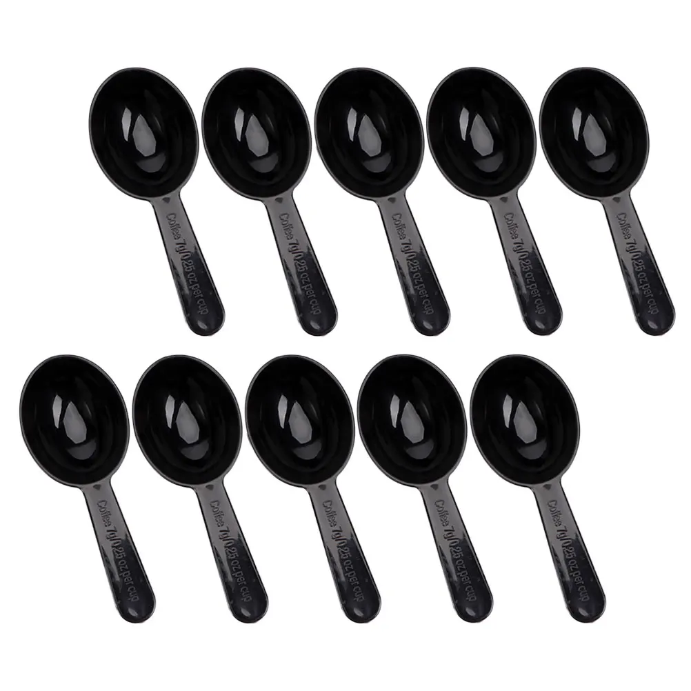 

10pcs Coffee Bean Measuring Spoon Black Plastic Kitchen Scoop Teaspoons Measure Scoops Coffee Scooper Practical Spoon