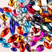 100pcs/lot Acrylic Sew On Rhinestone Mixed Shape Flat Back Crystal Stone Diamond for Wedding Dress Shoes Bags Decor DIY Trim