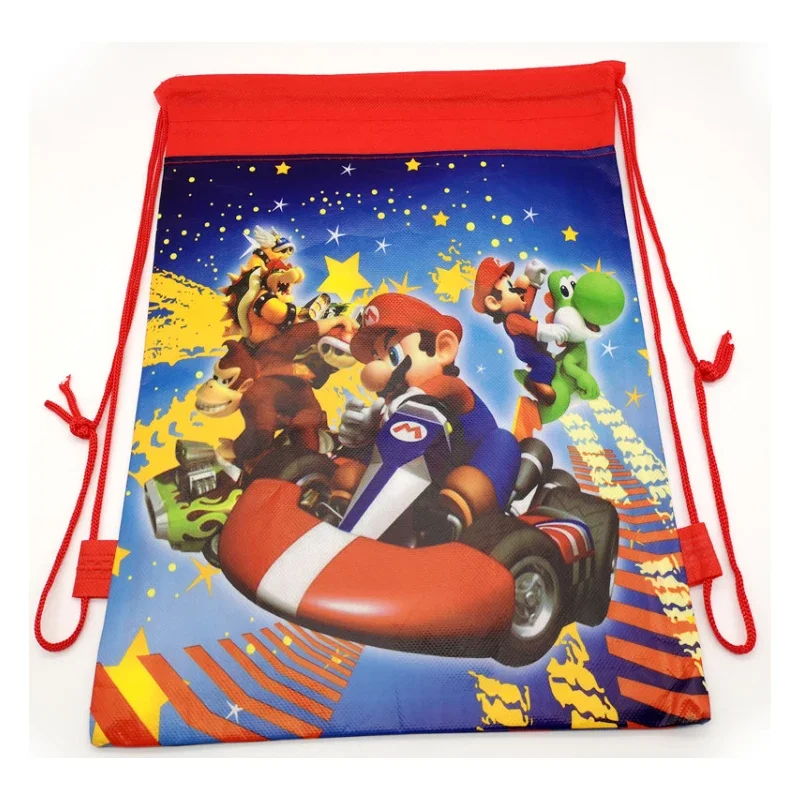 Super Mario Cute Cartoon Drawstring Bag Kids SchoolBags Anime Trendy Waterproof Backpack Waterproof Bookbag Student Backpack New