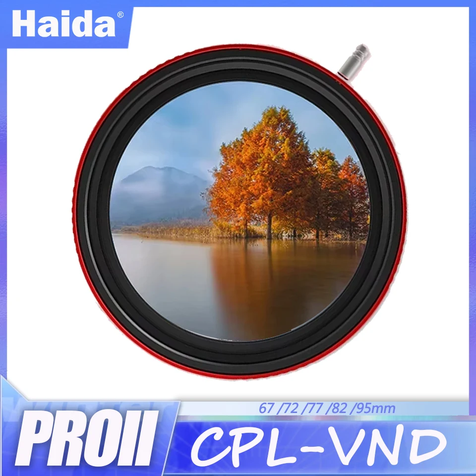 Haida PROII CPL-VND 2 in 1 Filter with 3-7 Stops ND8 ND128 for Camera Lens Filmmakers Vloggers Photography with 67/72/77/82/95mm