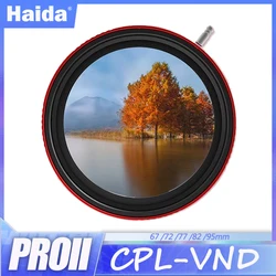 Haida PROII CPL-VND Filtr 2 w 1 z 3-7 stopniami ND8 ND128 do obiektywów aparatu Filmmakers Vloggers Fotografia z 67/72/77/82/95mm