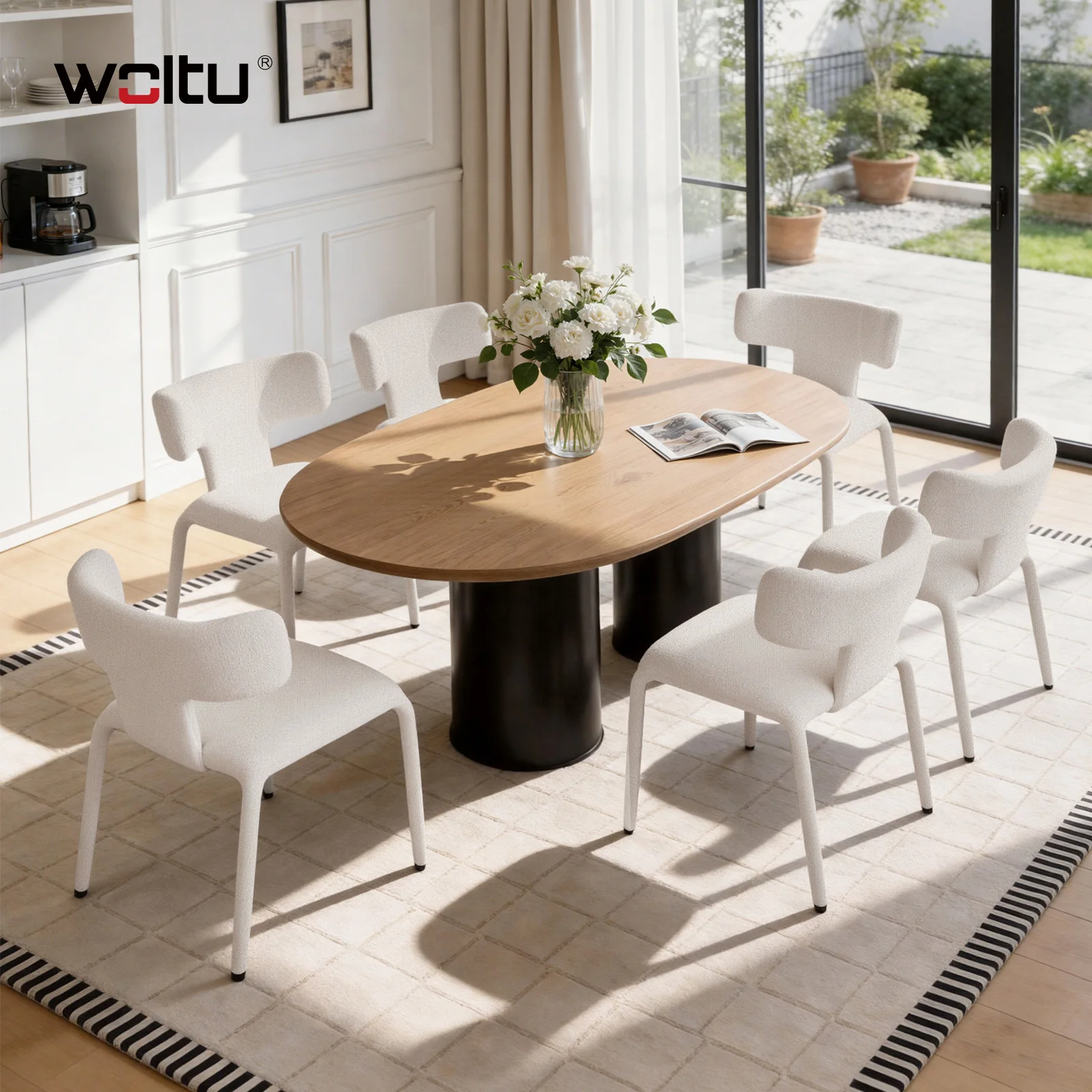 WOLTU 2 Stück/Set ergonomische Esszimmerstühle, Kunstleder/Leinen, Küchenstühle, Metallrahmen, Rückenlehne für Wohnzimmer, Schlafzimmer, Restaurant – Detail 12