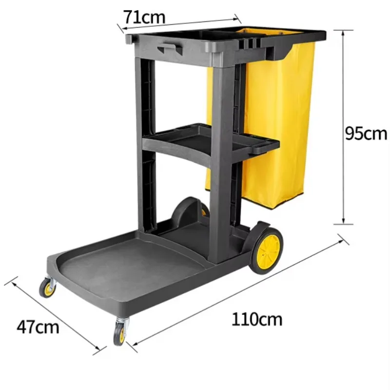 Multi-function Plastic Cleaning Cart Housekeeping Trolley Cleaning Trolley Cart with Wheels