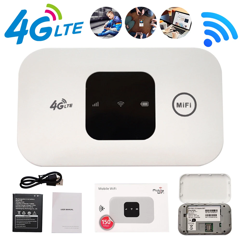 

4G Pocket WiFi Router Portable Mobile Hotspot 150Mbps Wireless Modem with SIM Card Slot 4G Wireless Router Wide Coverage