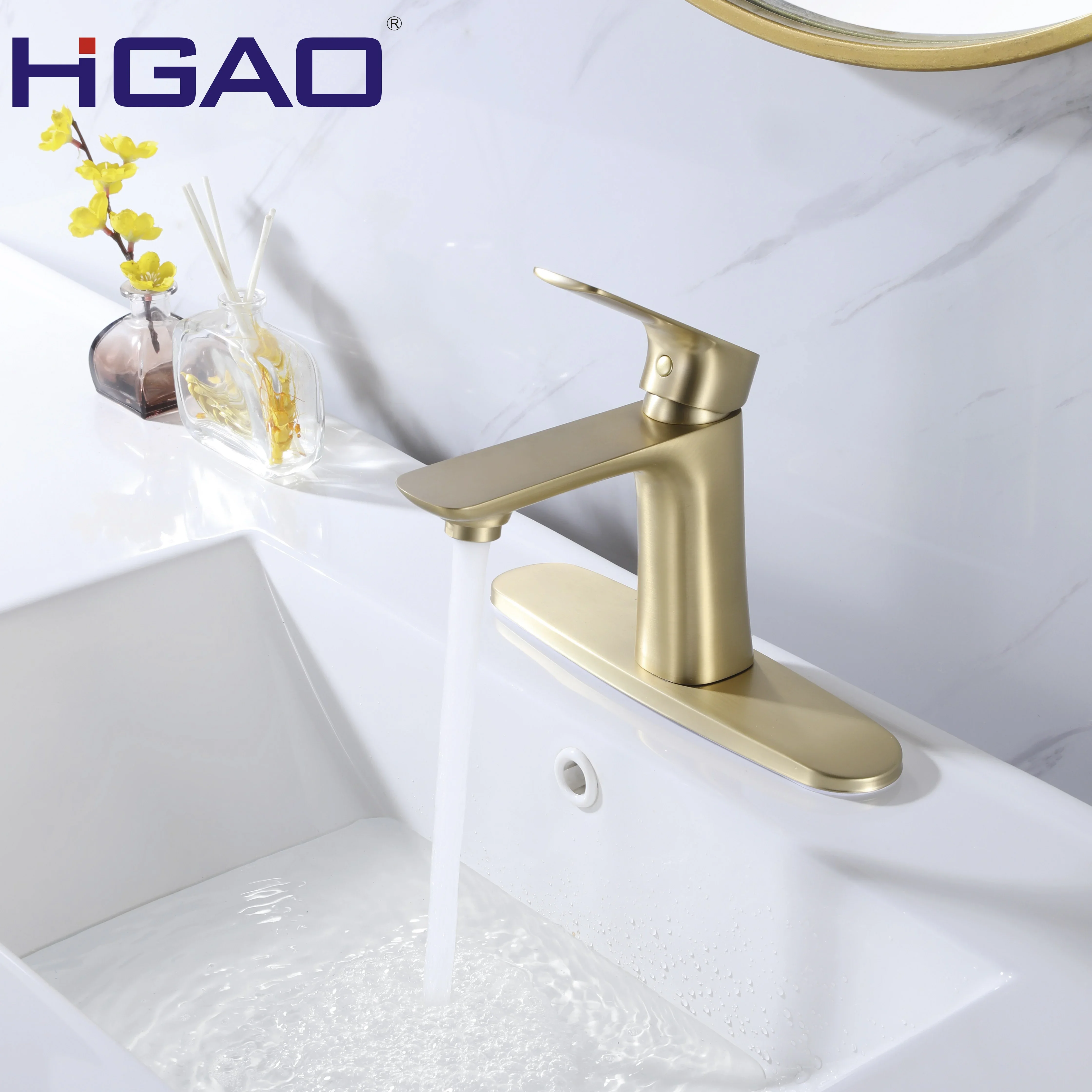 Luxury Smart 304 Stainless Steel Brushed Gold Sink Faucet Hot Cold Water Basin Faucets Brass Zinc Body for Bathroom Lavatory