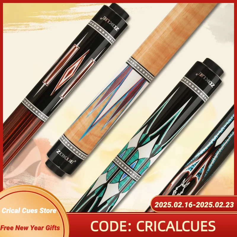 ZOKUE 3-poduszka do kija bilardowego Zestaw kija bilardowego z 2-częściowymi kanadyjskimi, twardymi klonowymi kije z 3 otworami do kija bilardowego