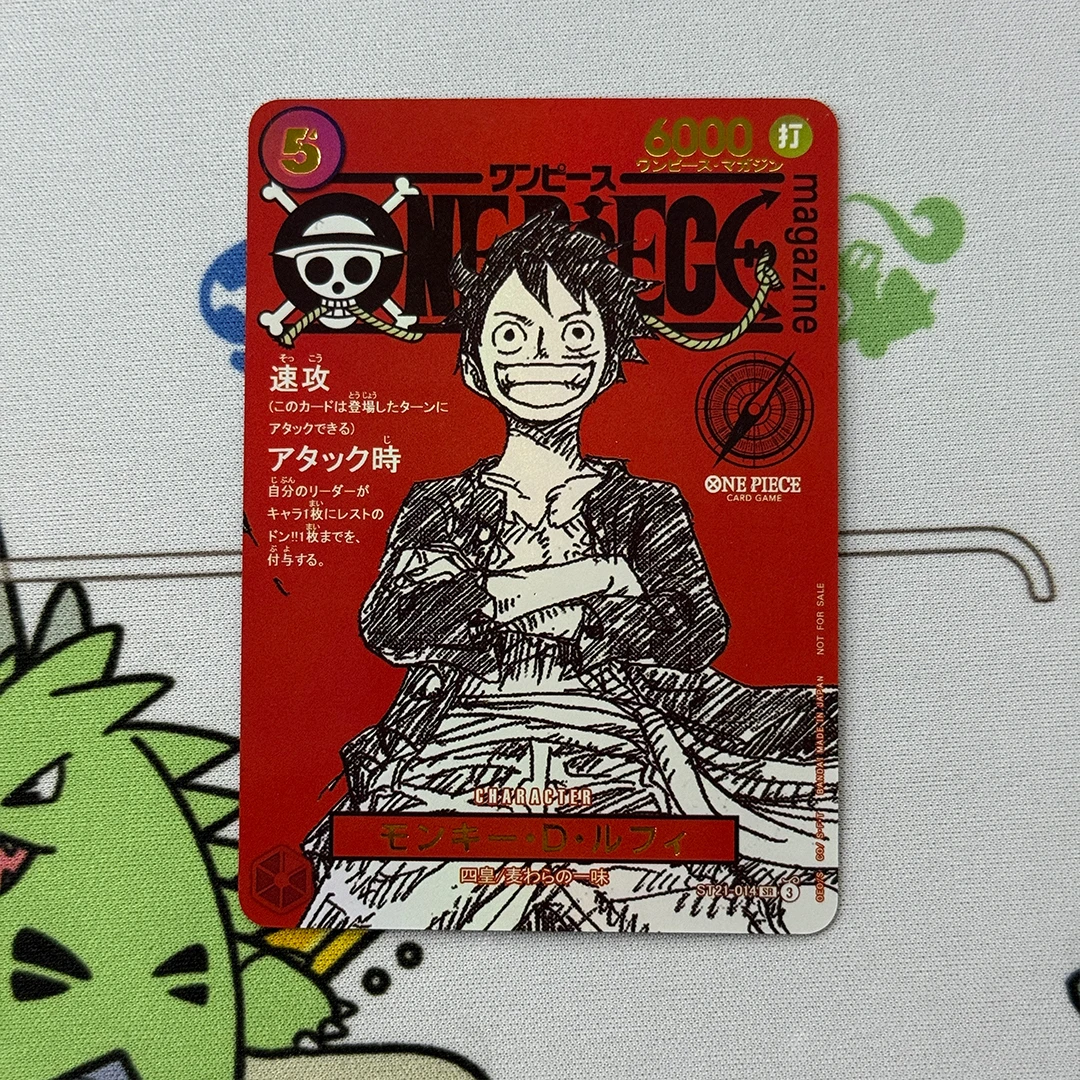 4 قطعة/المجموعة Diy اليابانية 2025 قطعة واحدة Promos # 014 بطاقة مجموعة Monkey D. Luffy One Oiece مجلة المجلد 20 ذاتية الصنع