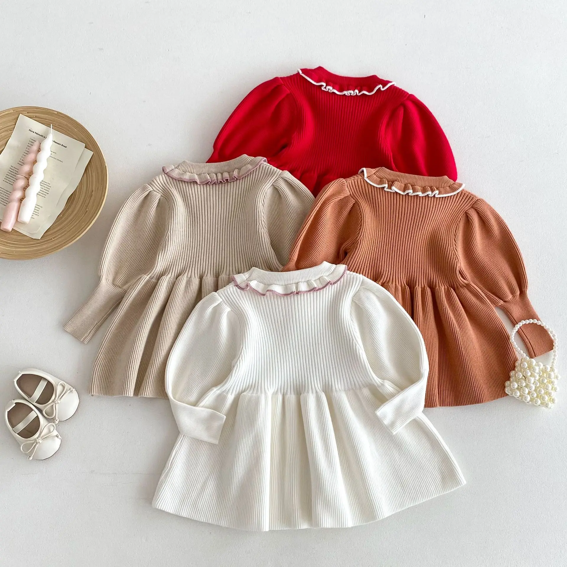 Toddler Girl Knitted Skirt Autumn Western Korean Edition Sweater 0-6 Year Old Girl Outing Children's Clothing Spring and Autumn