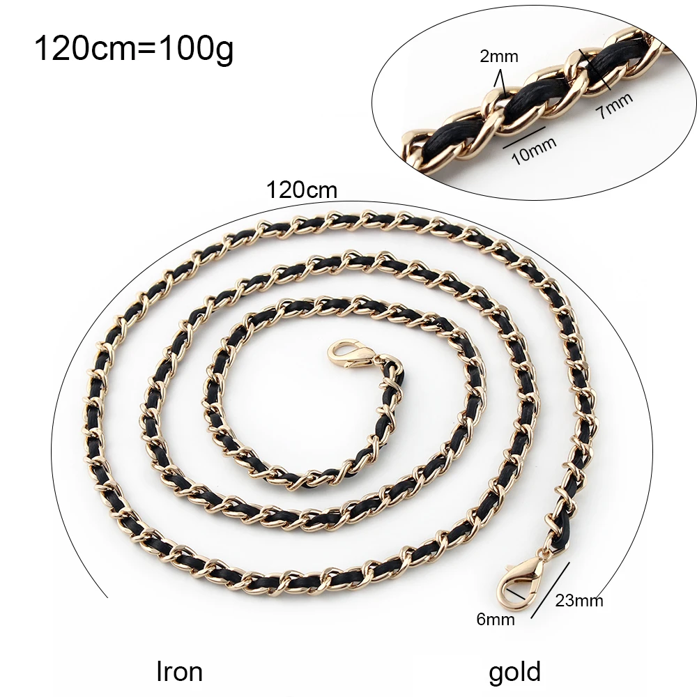 1/3/5PCS 7mm Length:120cm Genuine Leather Metal Bag Strap Purse Chain Lobster Clasps For Handbag Shoulder Crossbody Accessories