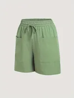 Women's 2-Piece Set Solid Color Casual Drawstring Shorts with Pocket Beach Pants Comfortable Lightweight Summer Outfit - Image 3