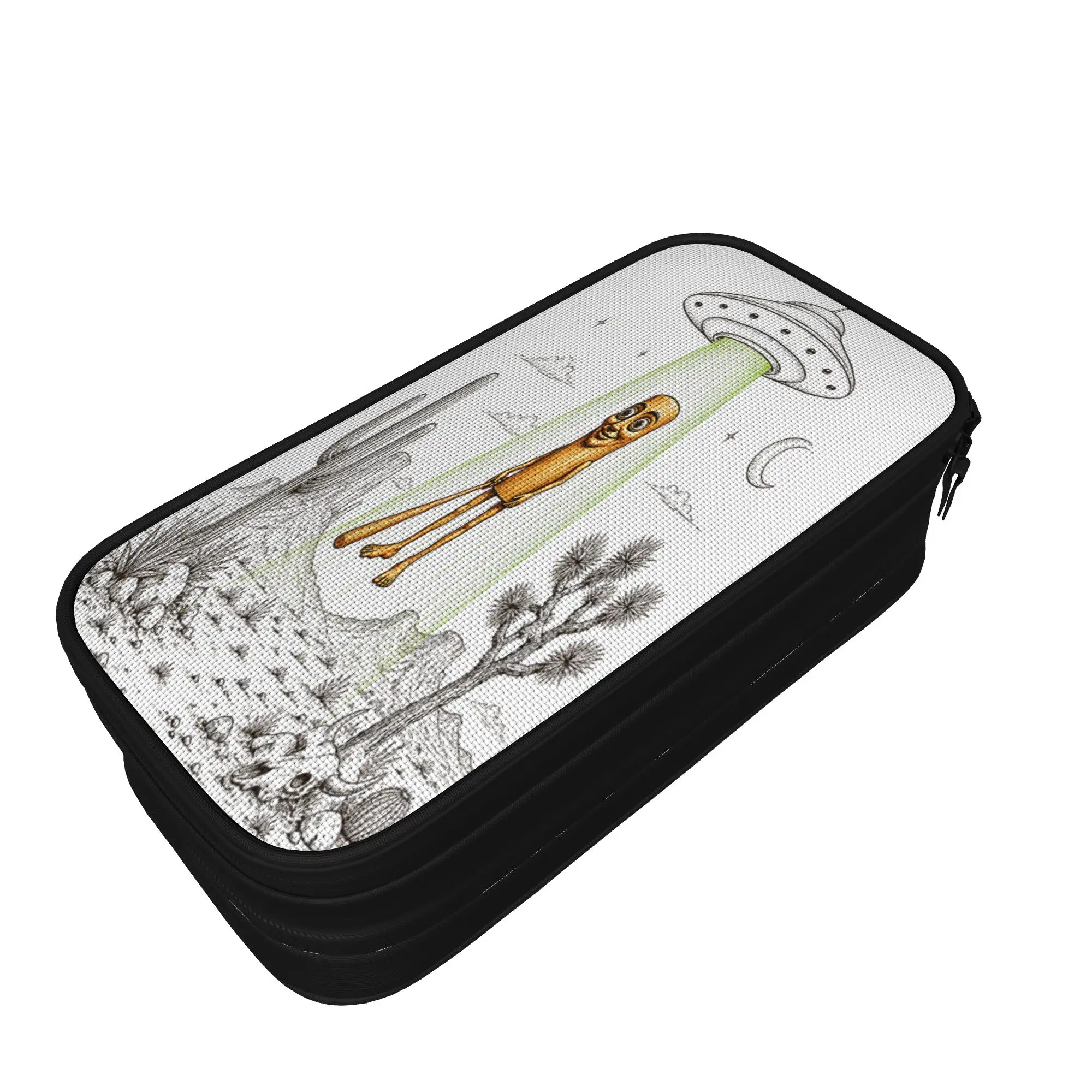 Tung Sahur and UFO Alien Abduction Desert Science Humor Pencil Case  Child Lovely Pencil Pouch Design School Pencil Cases