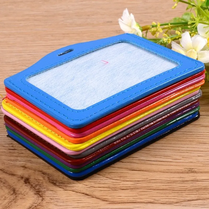 PU Leather ID Badge Holder Pass Chest ID Badges Cover Case Pass Staff Work Card Sleeve Badges Sleeve for Employees Nurses