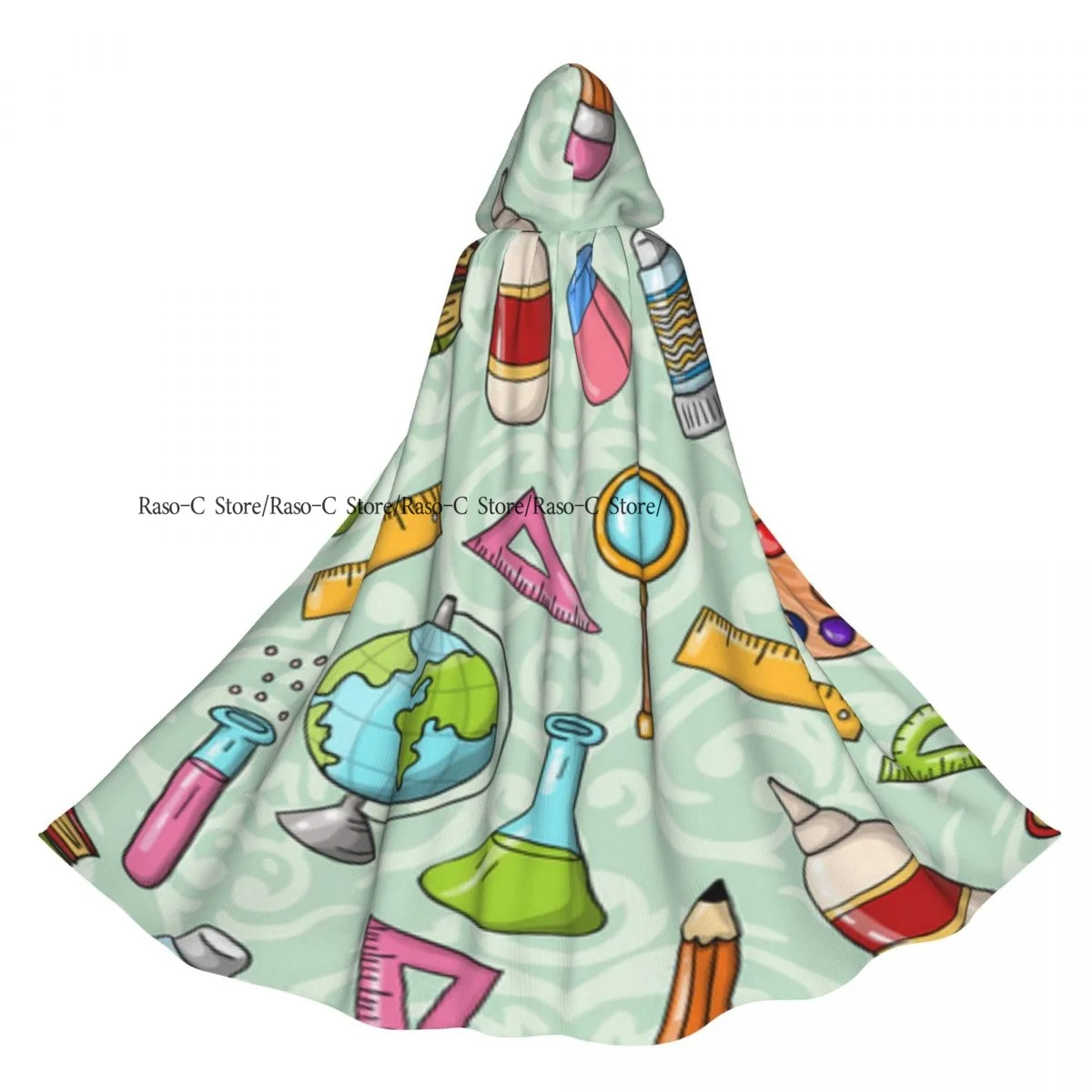 

Unisex Witch Party Reversible Hooded Adult Vampires Cape Cloak Cute Doodle Back To School Pattern