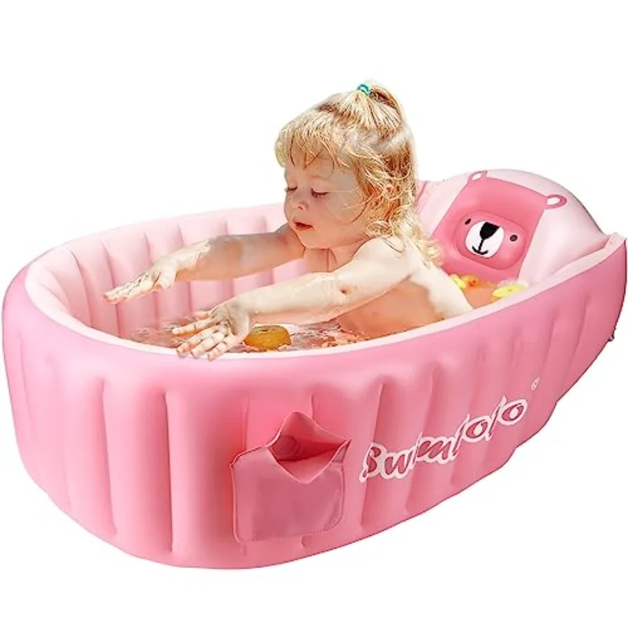 

Inflatable Baby Bathtub Infant Anti-Slip Bath Seat Pool with Air Pump Travel Camping Portable Toddler Bath Tub Age 0-5 Years Ol