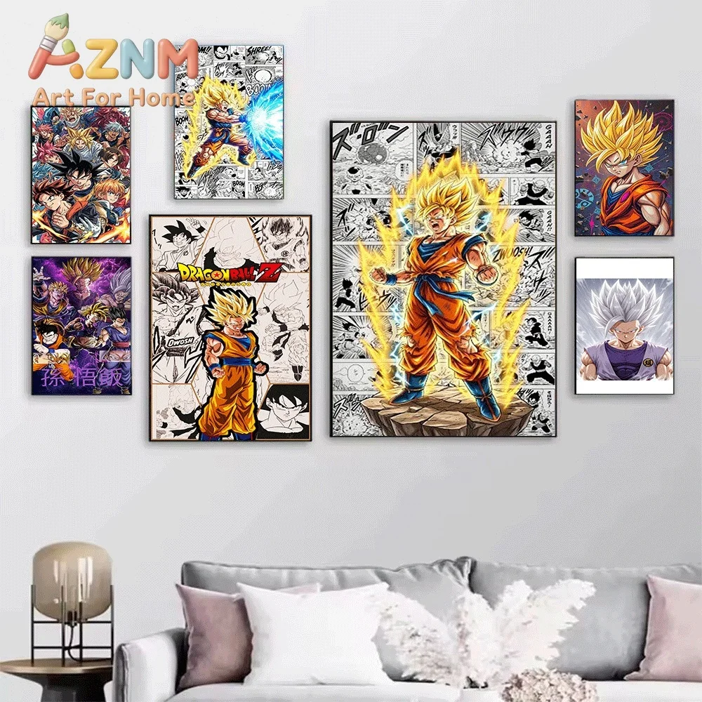 Dragon Ball Z Goku Base Form Super Saiyan Ultra Instinct Beast Gohan Manga Anime Canvas Wall Art Unframed Single Canvas Print
