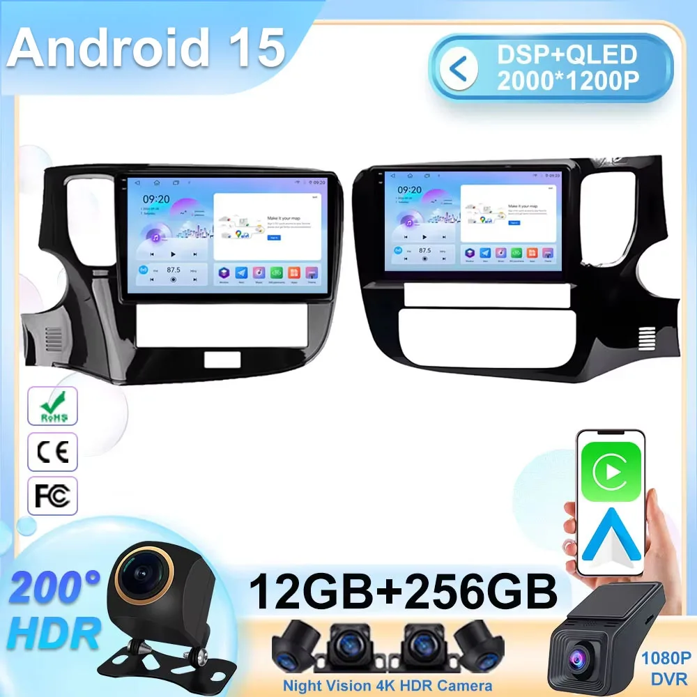 

Android 15 Video Radio For Mitsubishi Outlander 3 LHD RHD 2012 - 2018 Autoradio Bluetooth Touch QLED Screen WIFI Auto Stereo DVD