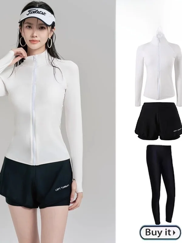 

Женский раздельный купальник для дайвинга с длинными рукавами и брюками, защита от солнца, спортивный костюм для плавания, корректирующий купальник