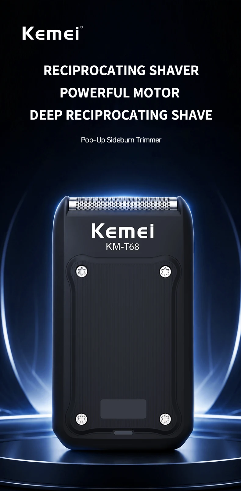Kemei T68 Elektrorasierer für Männer wiederaufladbar Original Typ C der beste Herrenrasierer – Detail 1