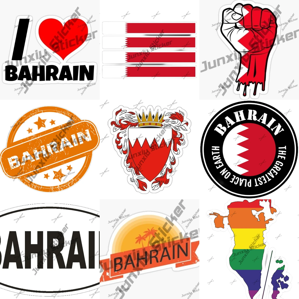 

Coat of Arms of The Kingdom of Bahrain Flag Vinyl Stickers Round Seal Stamp Vinyl Decals Accessories Decoration for car Laptop