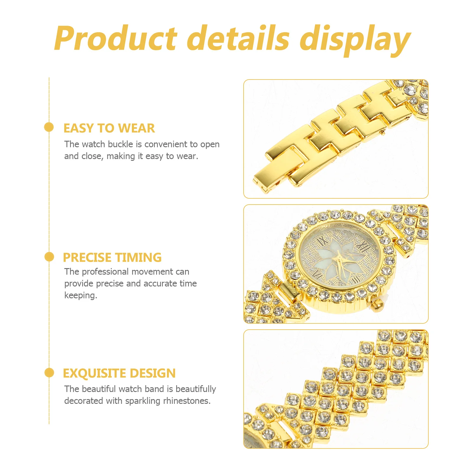 

Quartz Ladies Watch Rhinestone Embellished Adjustable Casual Fashion Belt Wristwatch for Women Stylish Leisure Ornament