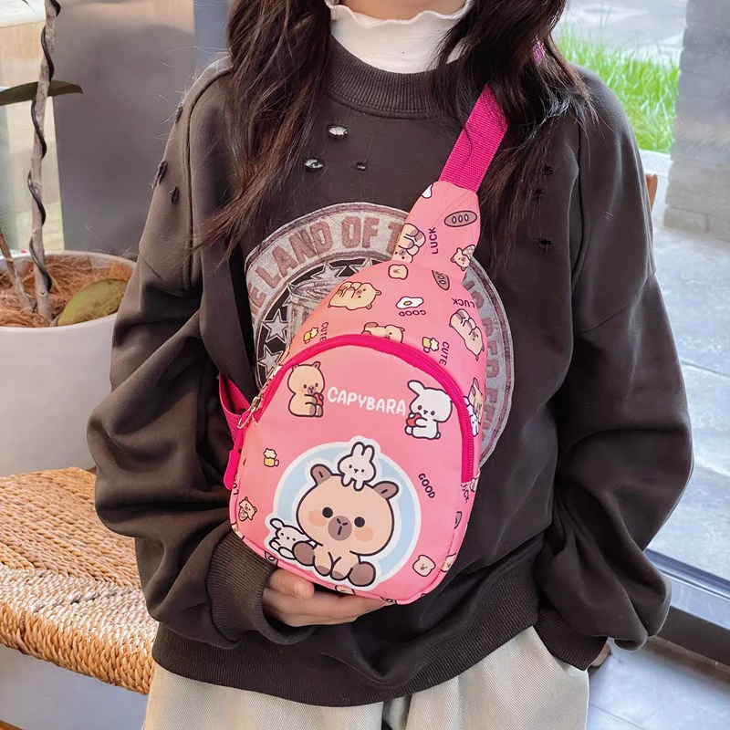 لطيف كابيبارا دمية كروسبودي المحمولة حقيبة صدر للرجال موضة متعددة الوظائف تخزين Kawaii الاطفال هدية كروسبودي #3