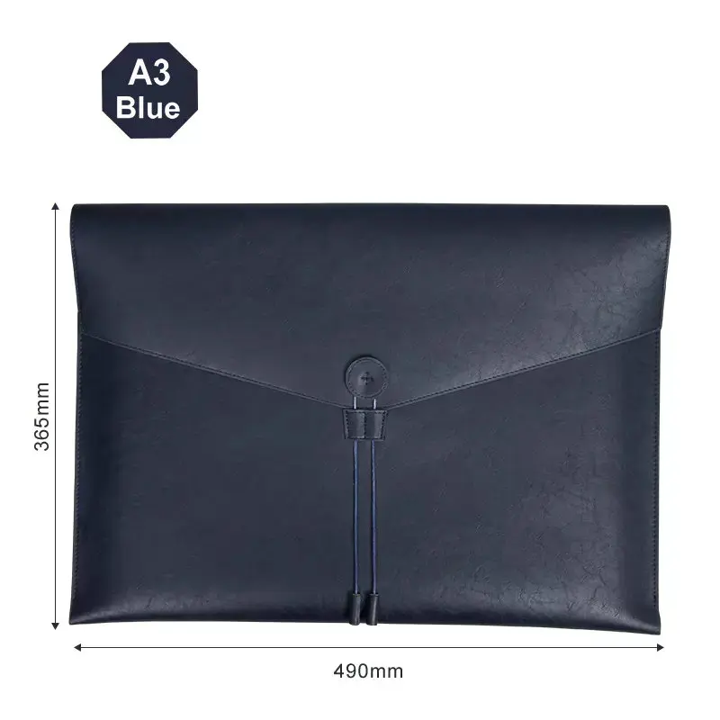 PU Leather Document Bag A3 Drawing Paper File Organizer Document Holder Leather File Bag Quality Magnetic Snap Envelope A3 Bag