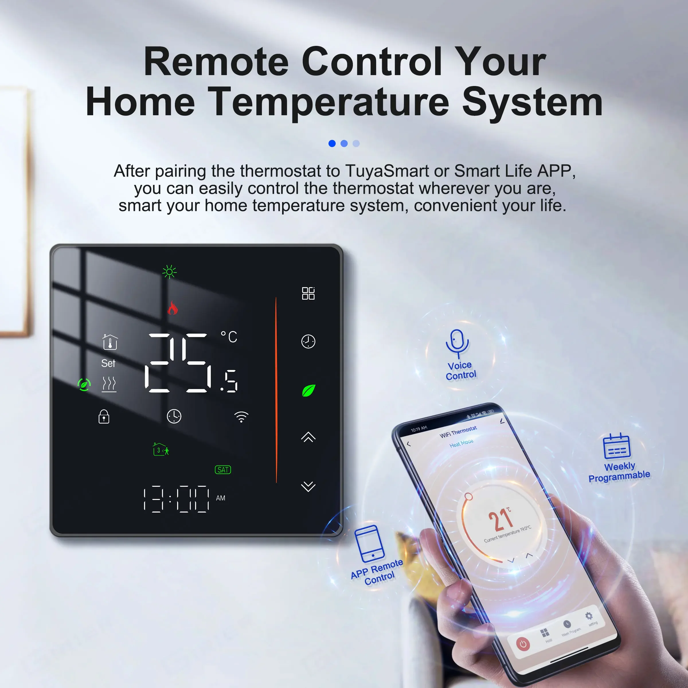 GIRIER Tuya Termostato Intelligente WiFi Regolatore di Temperatura Programmabile per Caldaia Acqua/Gas/Riscaldamento Elettrico a Pavimento Supporta Alexa