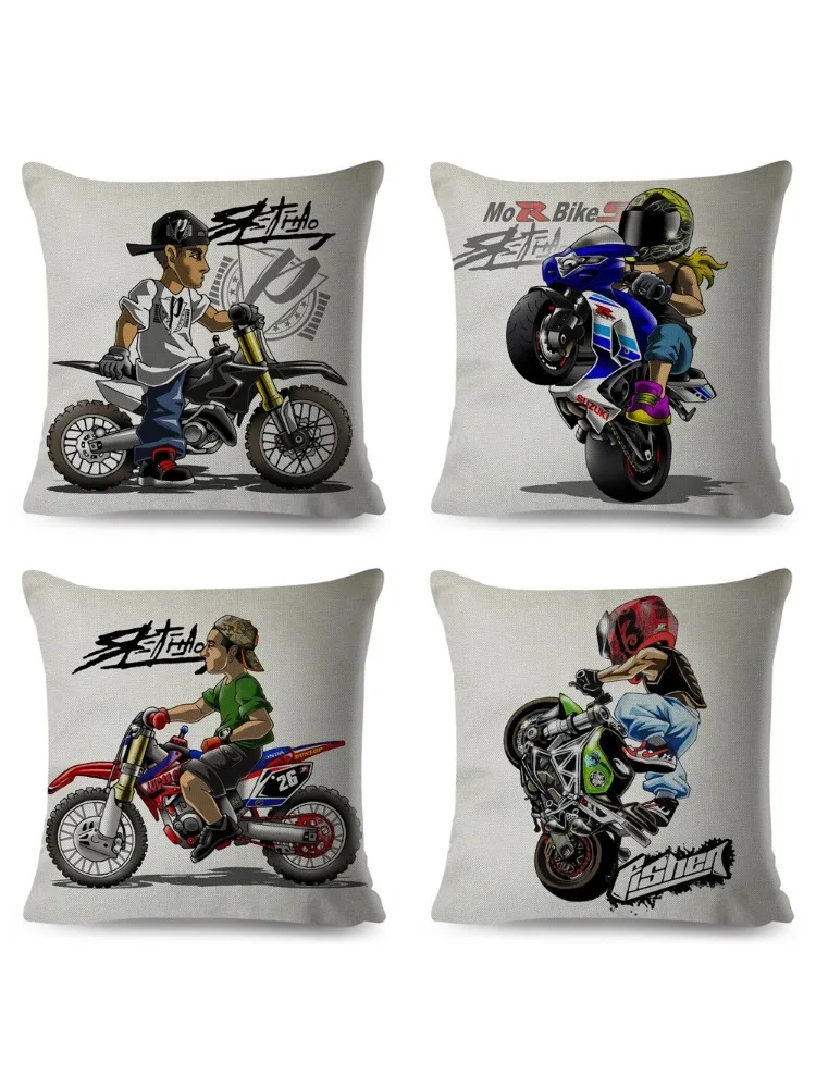 AliExpress CRLOB Cartoon Sport Motorcycle Cushion Cover Decor Colorful Extreme Mobile Bike Pillowcase for Sofa Home