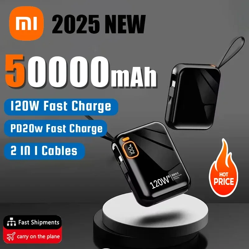 

Xiaomi 120W Fast Charging 50000mAh Large Capacity Portable Power Bank Cable Two-way Mini Powerbank for iPhone Samsung Huawei