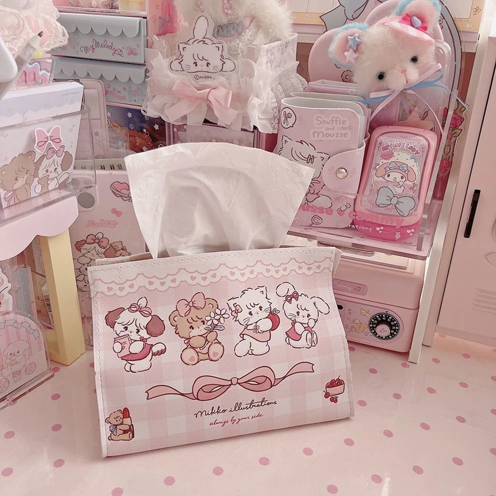 Anime Kawaii Mikko Tissue Box Cartoon Pinkl Style Home Table Decoration Cute Gifts for Girls Housewear & Furnishings Box