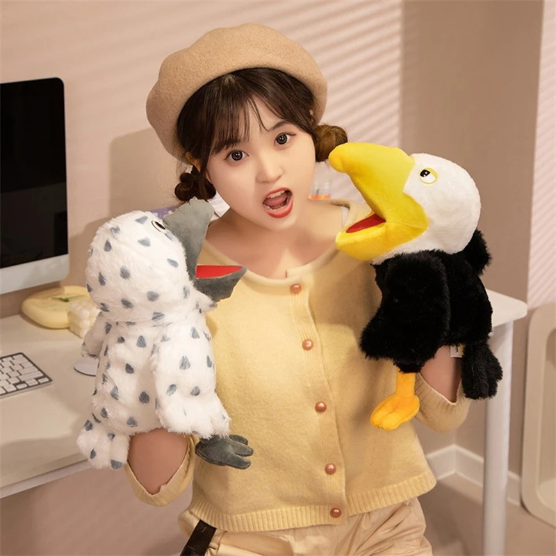 Nuovo 35 centimetri 6 Modello Tucano Burattino Fatto A Mano Peluche Pappagallo Calvo Aquila Pavone Gufo Flamingo Divertimento Per Bambini Peluche Regali