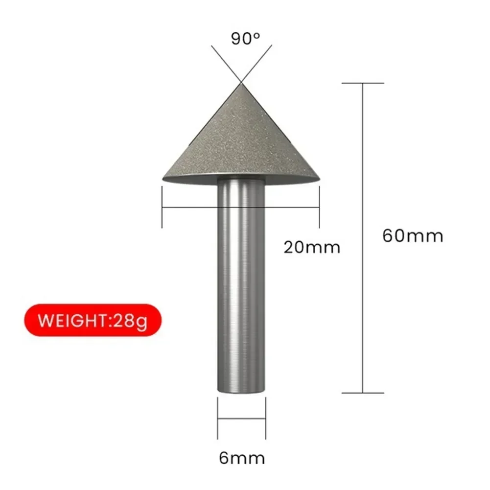 Imagem -02 - Peça 90 Graus Chanfro Cone Processamento 120grit Cabeça de Moagem de Diamante para Corte Usinagem Ferramentas Cônicas Acessórios 1