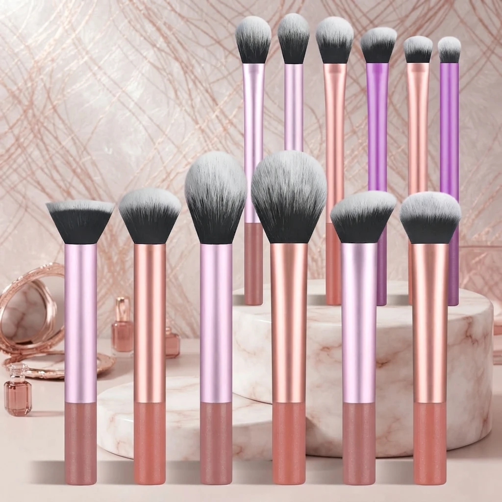 12-teiliges Kreatives Professionelles Make-up-Pinsel-Set Multifunktionale Kosmetikwerkzeuge zum Verblenden, Konturieren, Highlighten und Auftragen von Foundation