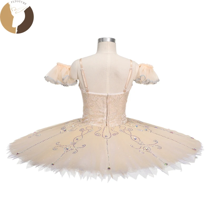 FLTOTURE  10 Layers Child Kid Custom Made Adjustable Stage Platter Skirt Tutu Dress For Ballet Variation Performance YT4011A