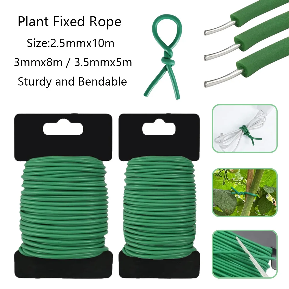 1 Roll 5/8/10m Multifunctional Plastic Steel Twist Tie Sturdy Reusable Garden Flower Plant Support Strap Tie