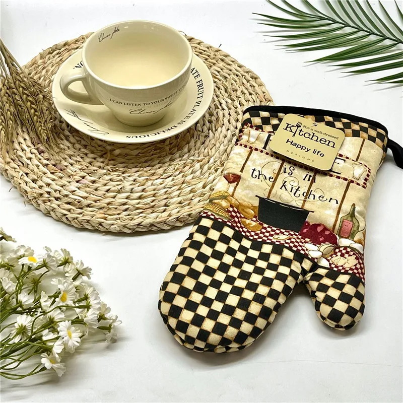 1pc 17x33cm Baumwolle Vintage bedruckte Top flappen Back handschuh Pad Mikrowelle Isolierung Küchen werkzeug Party Geschenk – Detail 4