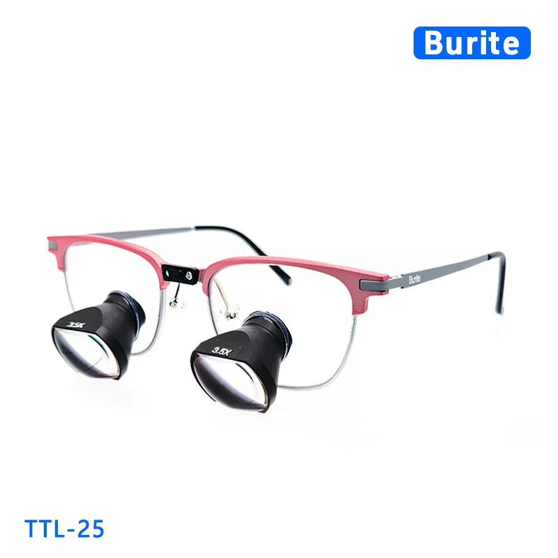 

Burite 25 TTL галлийские лупы Сверхлегкие 2,5X/3,0X/3,5X индивидуальные стоматологические хирургические лупы с квадратными линзами, панорамная титановая оправа