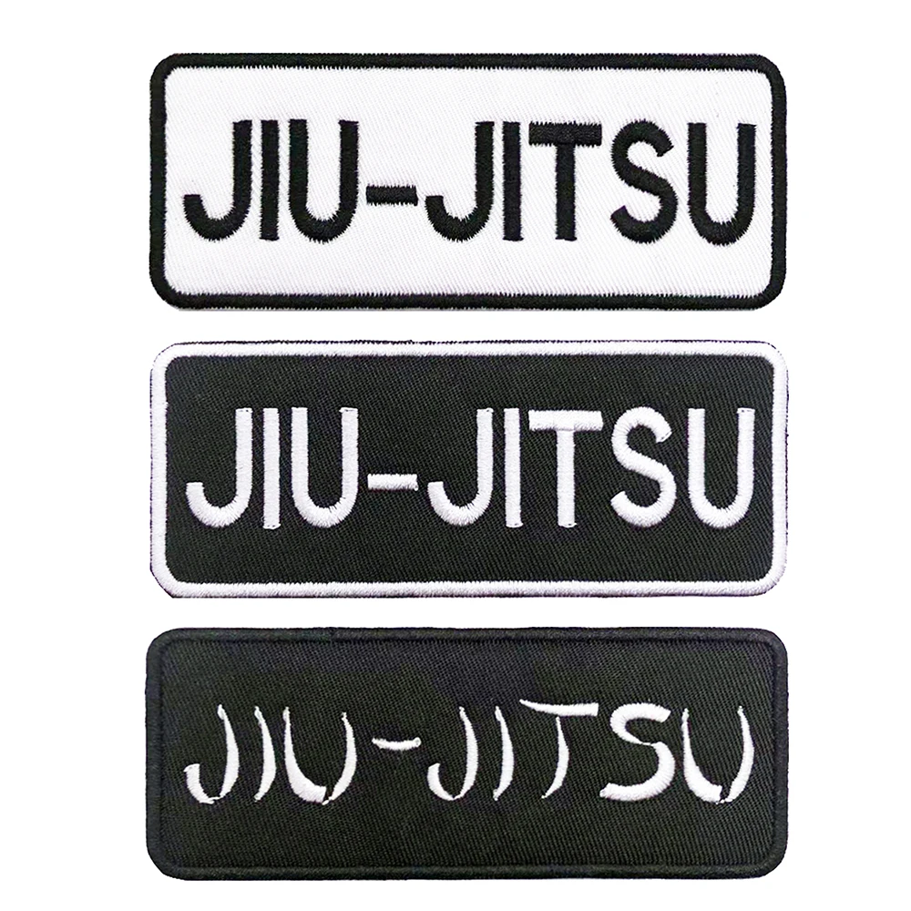 JIU JITSU Patches Armband Embroidered Patch Hook & Loop Iron On Embroidery  Badge Military Stripe