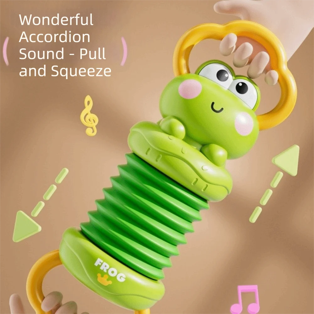 Fun Cartoon Frog Accordion Toy Handheld Mini Musical Instrument Toy Music Learning Cute Early Educational Toy Baby
