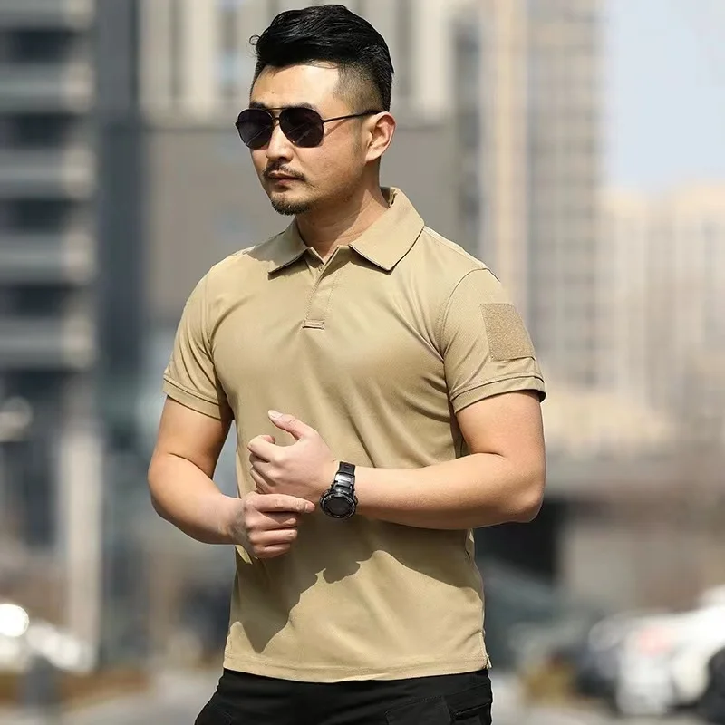 Short Sleeve Quick Dry Men\'s  Polo Shirt Blank Five Color Tactical Tennis Fitness Running T-shirt Office Sport Polo T Shirt