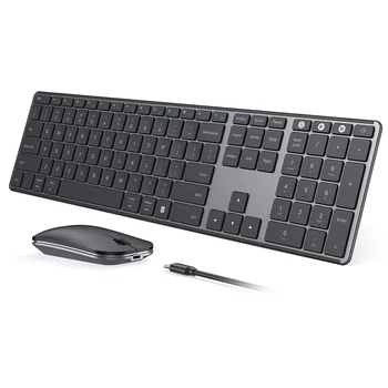 Wireless Bluetooth Keyboard and Mouse Combo Multi-Device Rechargeable Slim Keyboard and Mouse for Win 8 10 MacBook Pro Air iPad