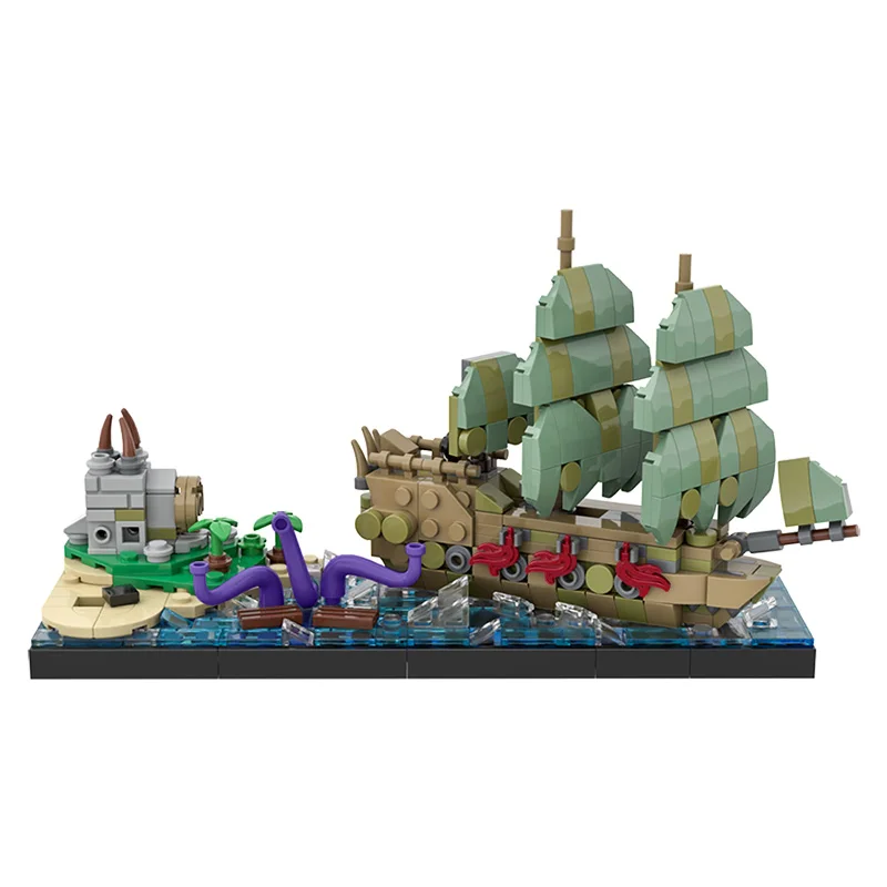 MOCER Ideas Caribbeans Black Pearl Ship Flying Dutchmans Boat Pirate Bay Skyline Set Building Blocks Kid Toys Christmas Gift