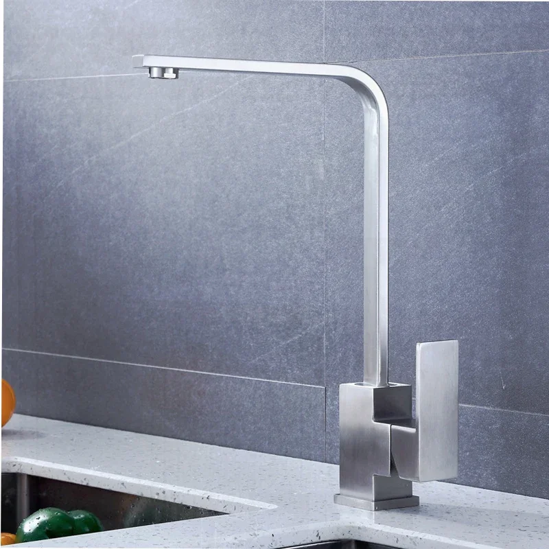 Stainless Steel Kitchen Faucet Brushed Gold Washbasin Basin Mixed Kitchen Hot and Cold Water Faucet