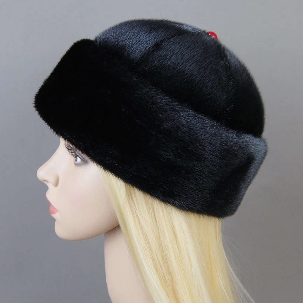 2025 Fashion Winter Thickened Genuine Mink Fur Bomber Hat For Woman Fur Hats Warm Chapeau Motorcycle Russian New Style Mink Caps